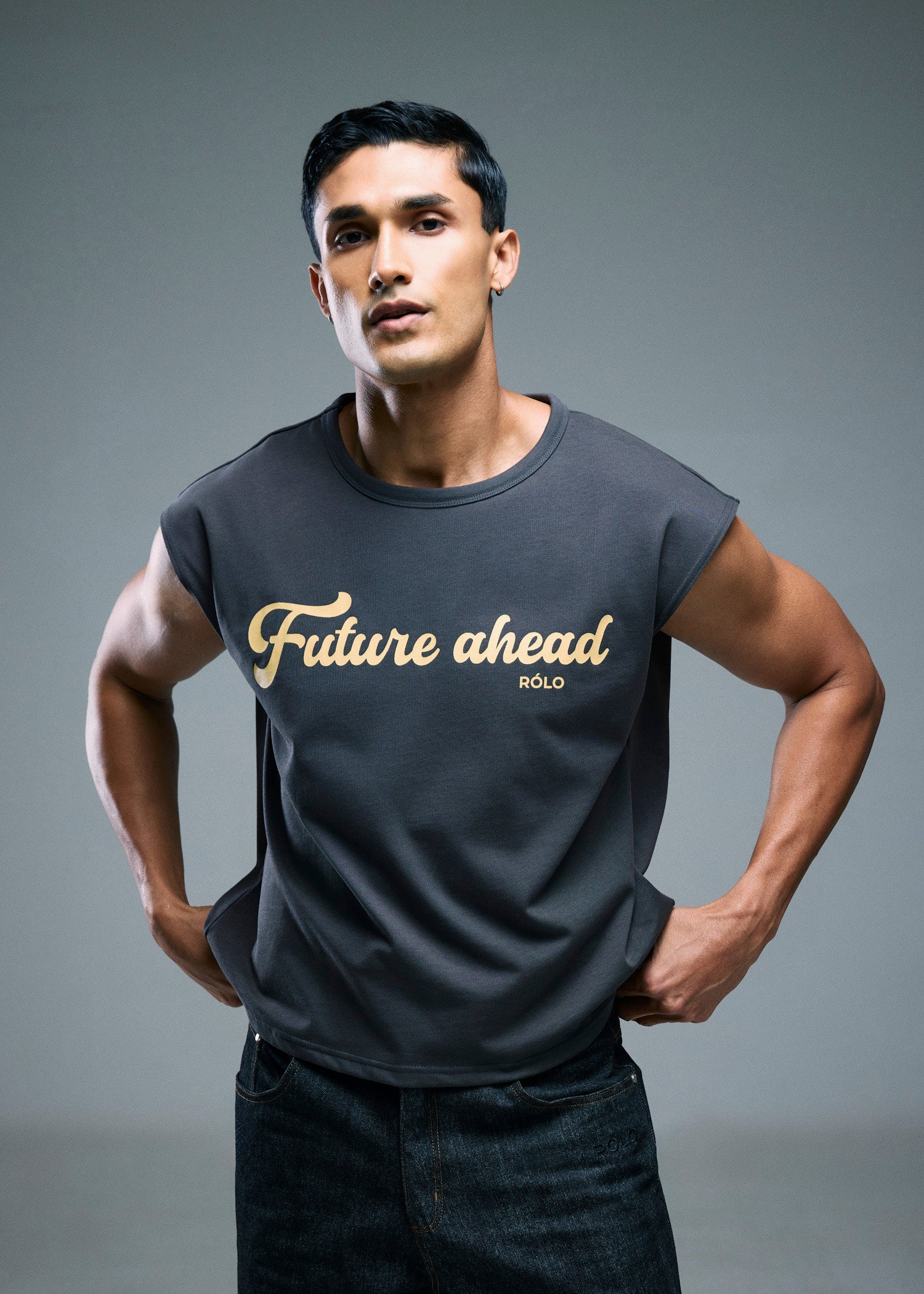 Men’s Cropped T-Shirt - Dark Grey