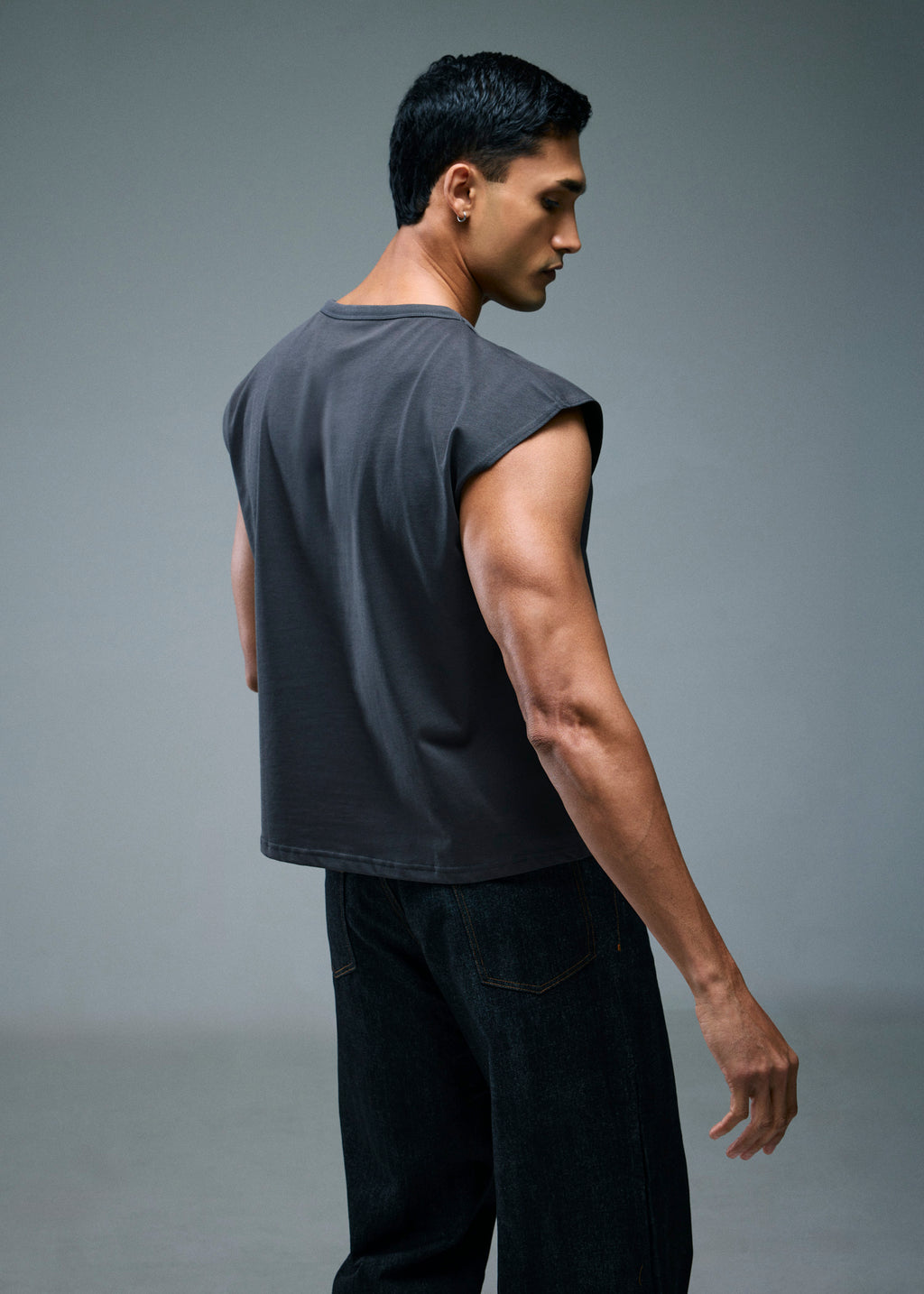 Men’s Cropped T-Shirt - Dark Grey