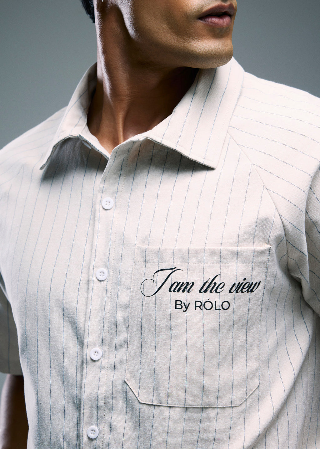 Men’s Short Sleeve Stripe Shirt - Beige