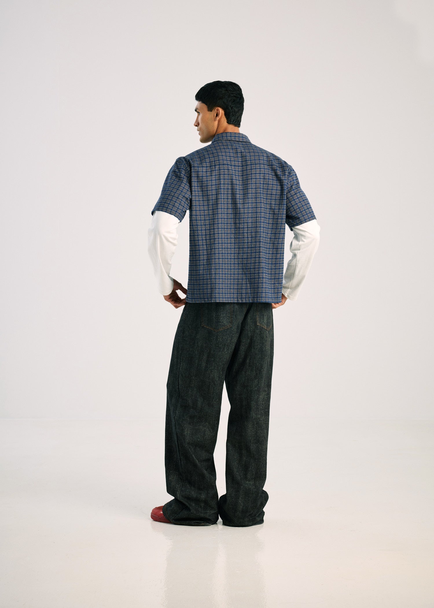 Short Sleeve Button-Up Shirt - Navy