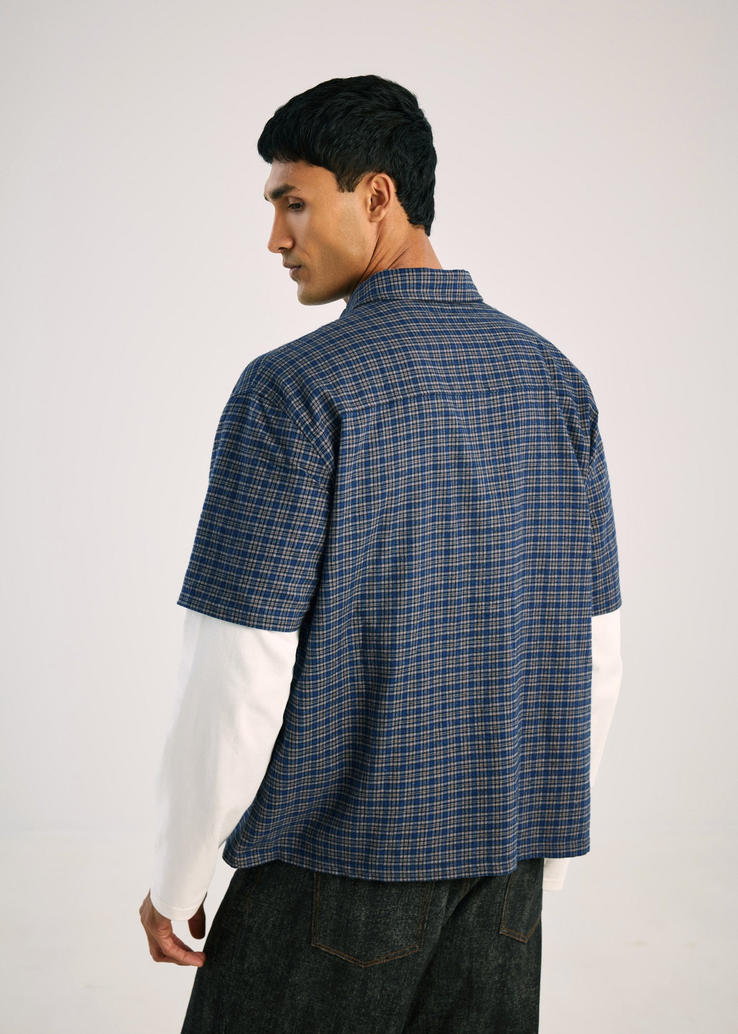 Short Sleeve Button-Up Shirt - Navy