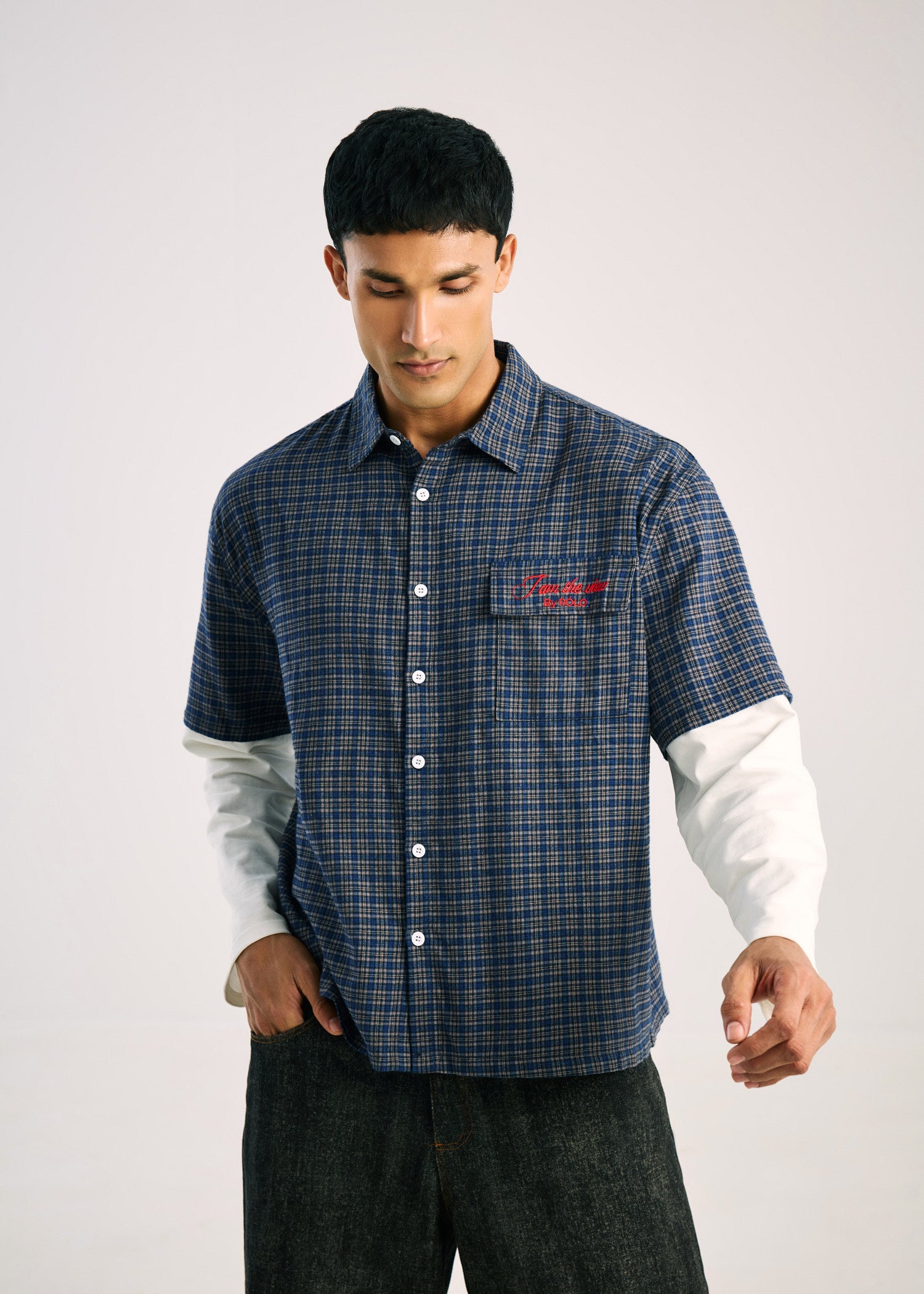 Short Sleeve Button-Up Shirt - Navy