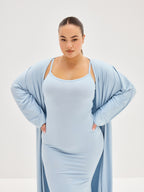 Women’s Soft Lounge Maxi Cardigan – Dusty Blue