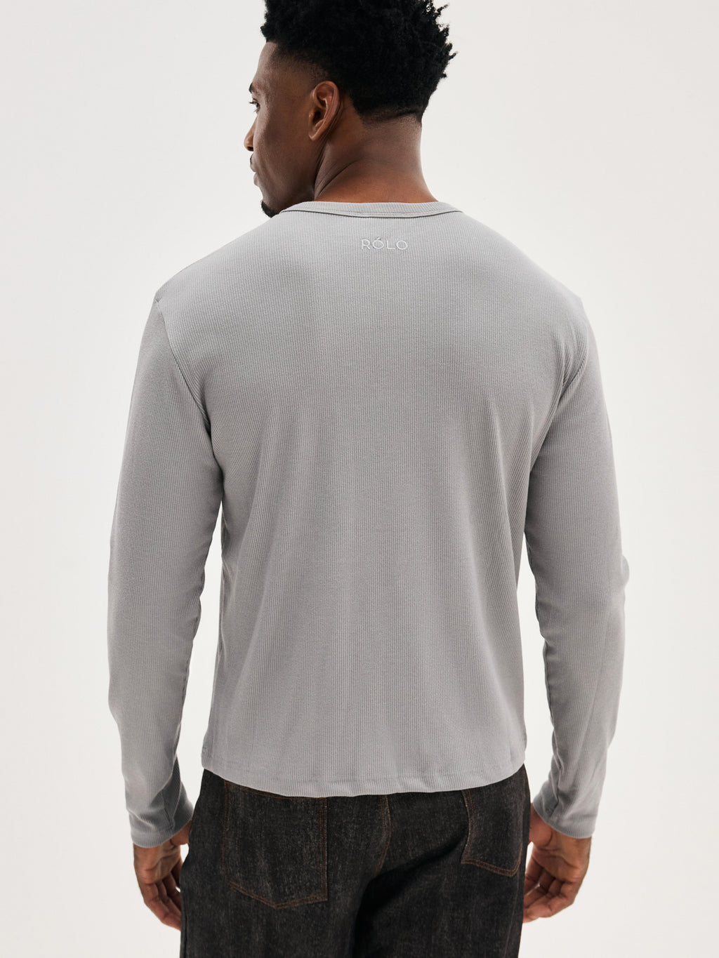 Men's Ribbed Henley - Grey