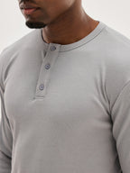 Men's Ribbed Henley - Grey
