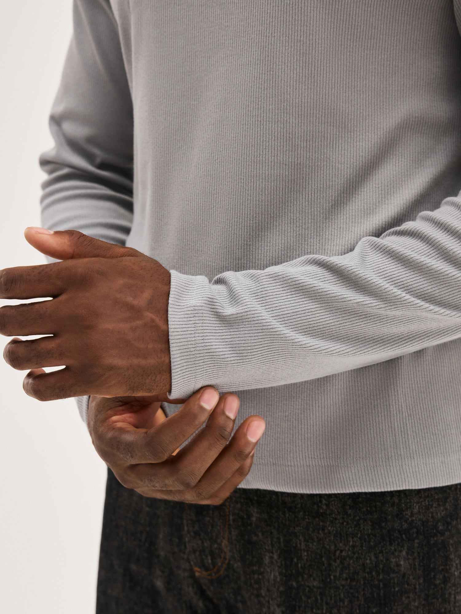 Men's Ribbed Henley - Grey