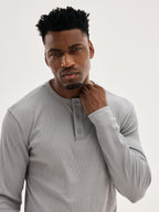 Men's Ribbed Henley - Grey