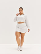 Women's Cropped Long Sleeve Polo - Grey