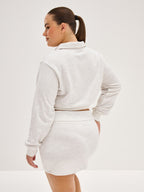 Women's Cropped Long Sleeve Polo - Grey