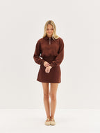 Women's Cropped Polo Long Sleeve - Brown