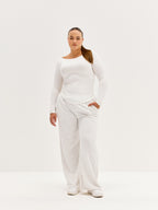 Women's Soft Boatneck Long Sleeve - White