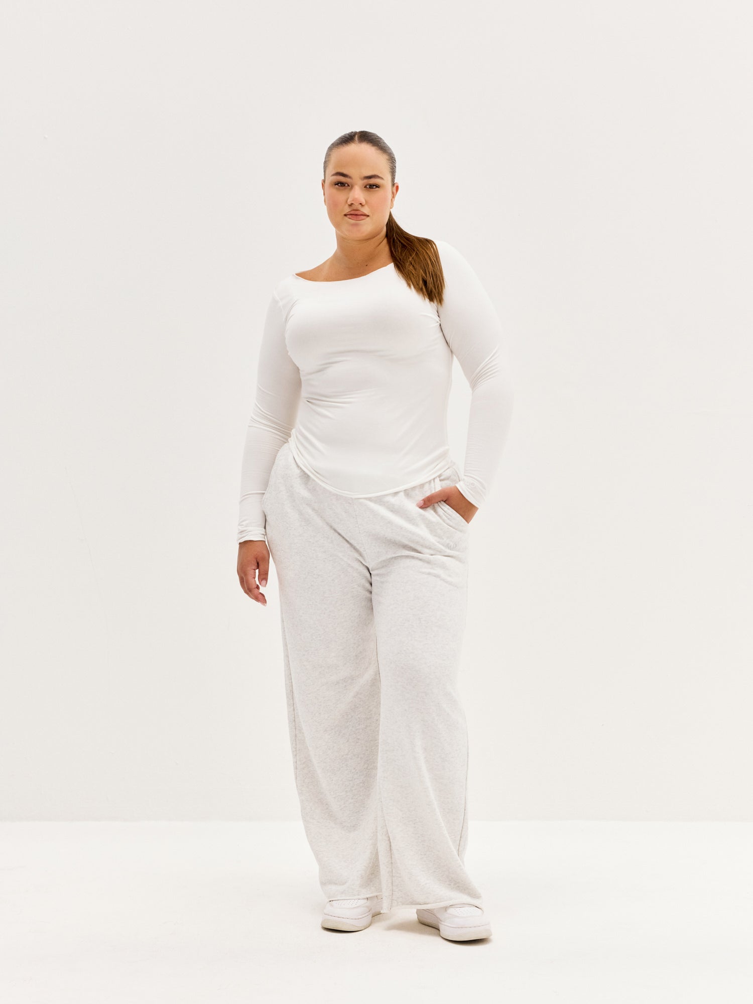 Women's Soft Boatneck Long Sleeve - White