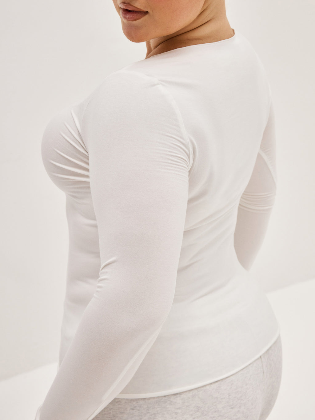 Women's Soft Boatneck Long Sleeve - White