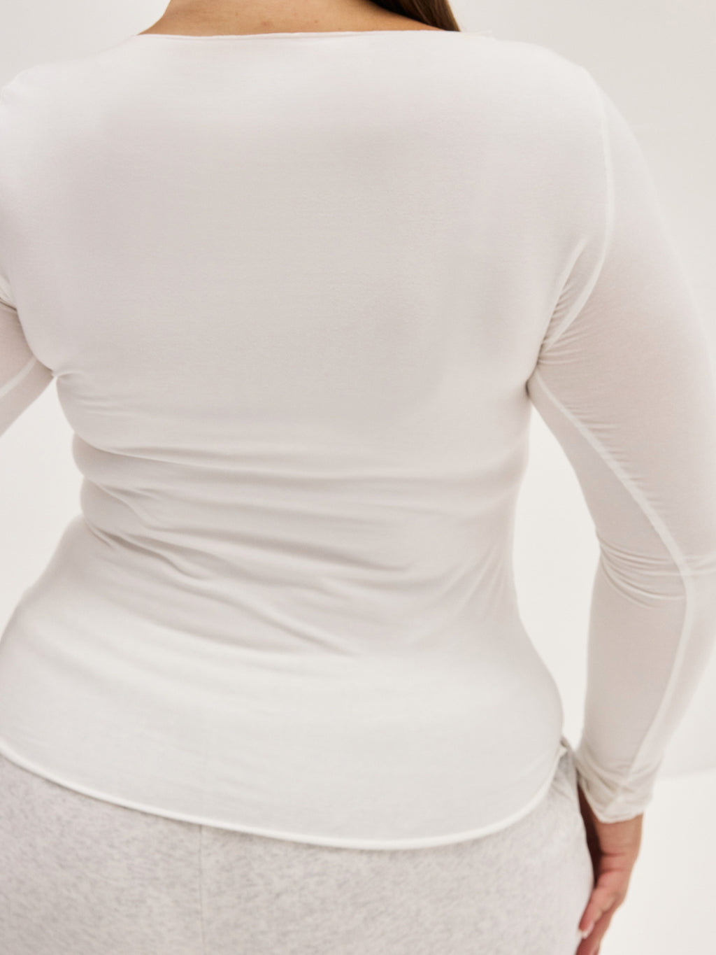 Women's Soft Boatneck Long Sleeve - White