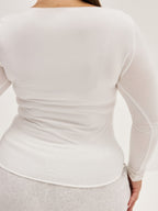 Women's Soft Boatneck Long Sleeve - White