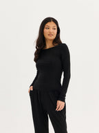 Women's Soft Boatneck Long Sleeve - Black