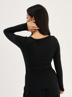 Women's Soft Boatneck Long Sleeve - Black
