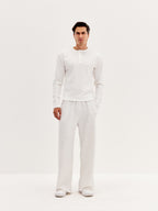 Men's Ribbed Henley - White