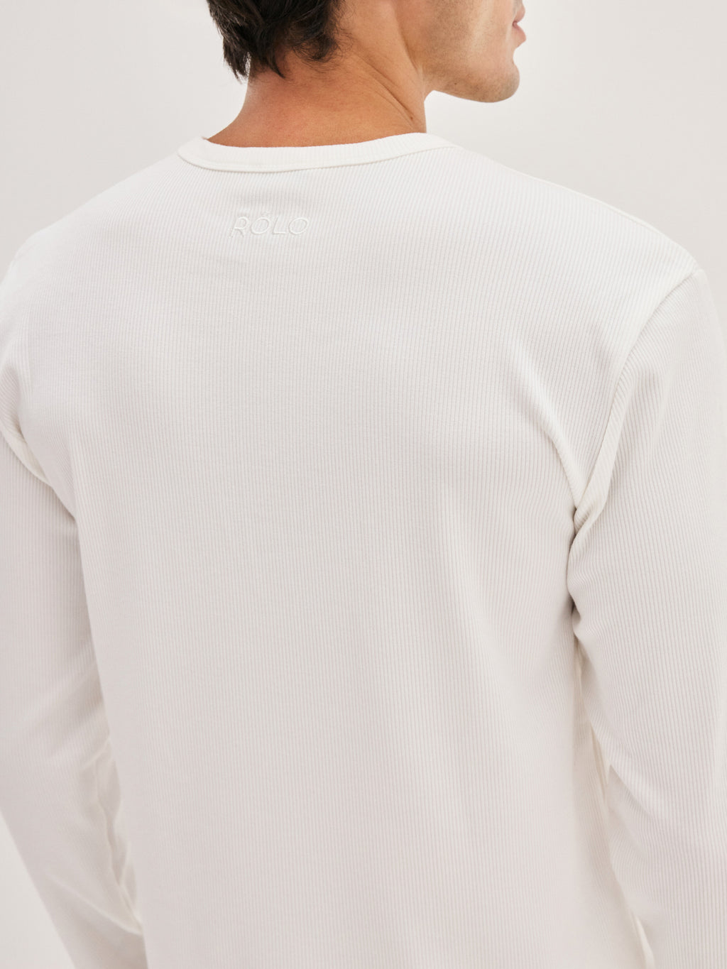 Men's Ribbed Henley - White