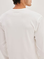 Men's Ribbed Henley - White