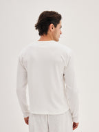 Men's Ribbed Henley - White