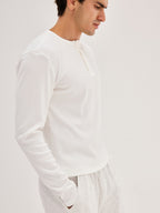 Men's Ribbed Henley - White