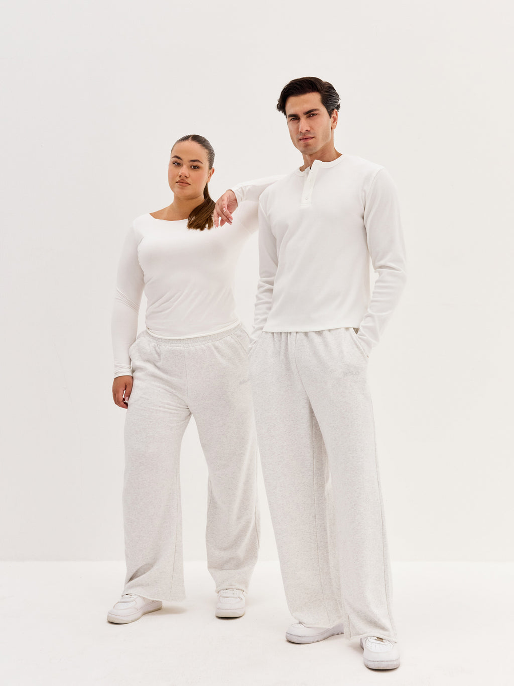 Unisex Wide Leg Pants - Light Grey