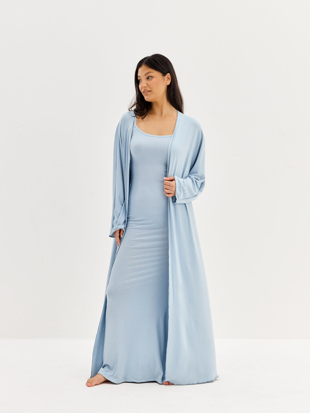 Women’s Soft Lounge Maxi Cardigan – Dusty Blue
