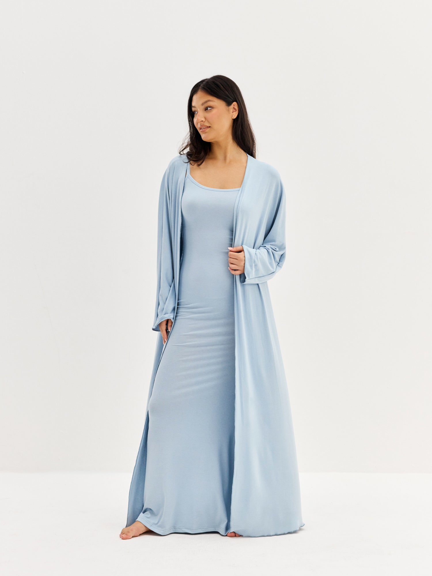 Women’s Soft Lounge Maxi Cardigan – Dusty Blue