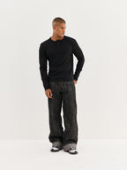 Men's Ribbed Henley - Black