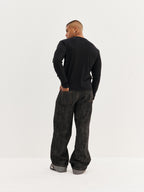 Men's Ribbed Henley - Black