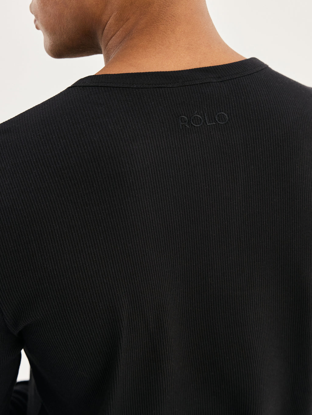 Men's Ribbed Henley - Black