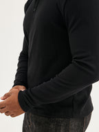 Men's Ribbed Henley - Black