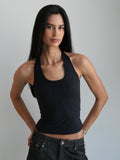 Women's Soft Halter Neck Top - Black