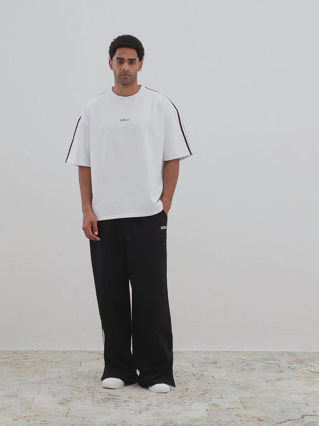 Oversized Crewneck Tee - White & Black