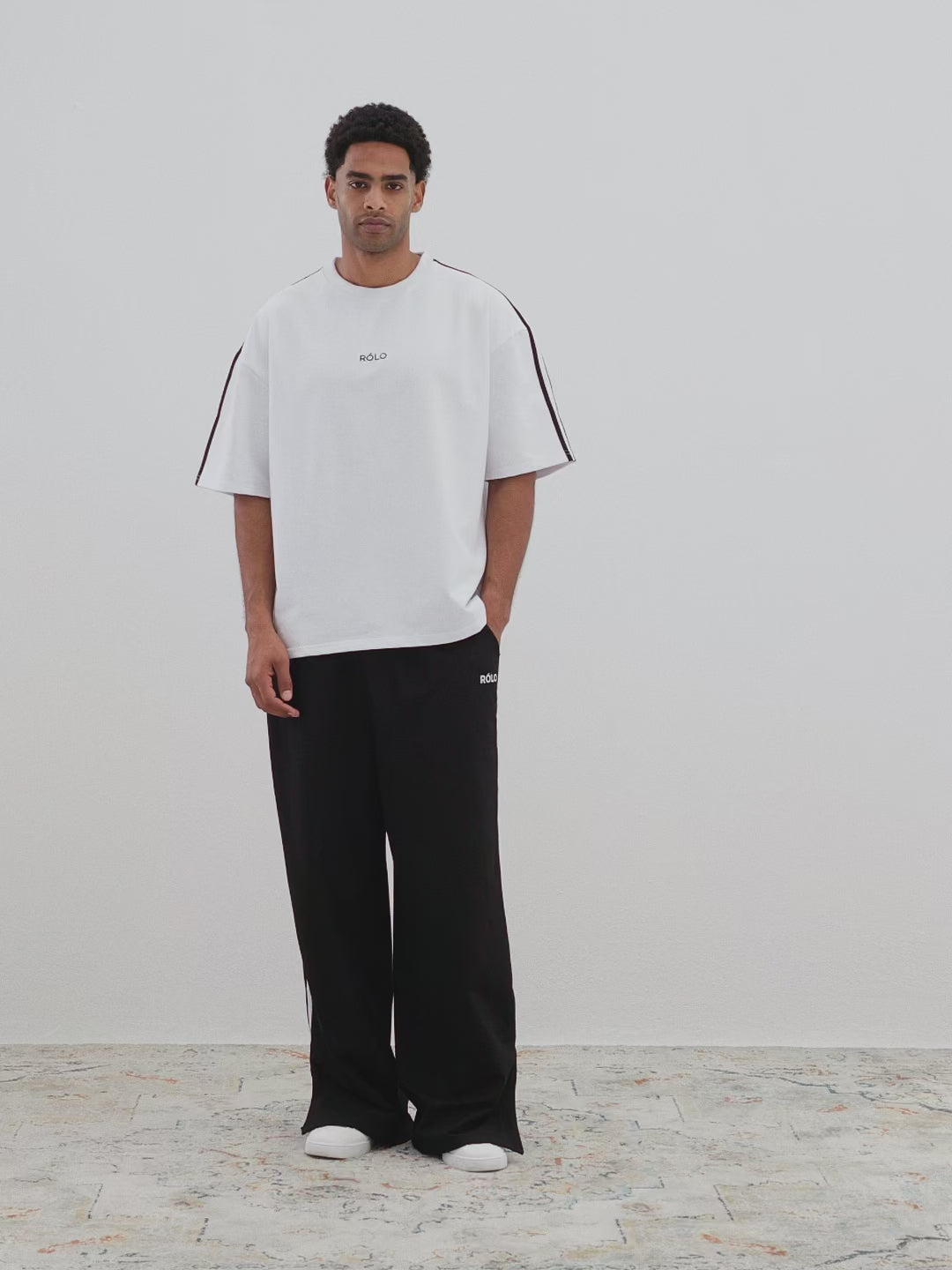 Oversized Crewneck Tee - White & Black