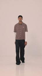 Short Sleeve Button-Up Shirt - Brown