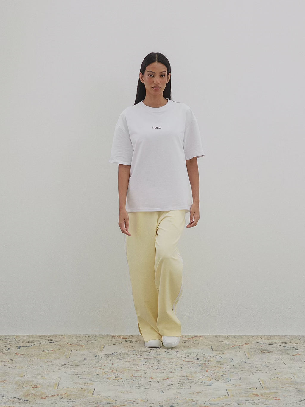 Oversized Crewneck Tee - White & Brown