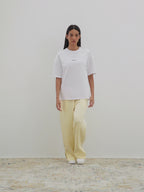 Oversized Crewneck Tee - White/Brown