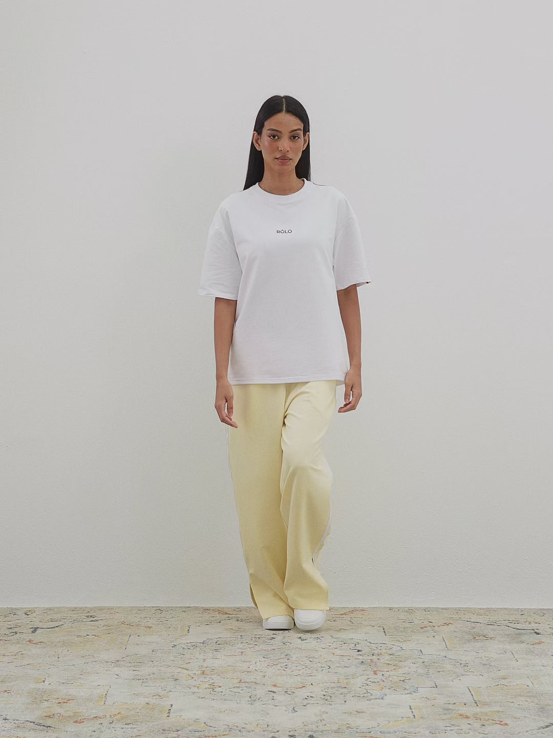 Oversized Crewneck Tee - White & Brown