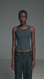 Women’s Ribbed Tank Top - Charcoal